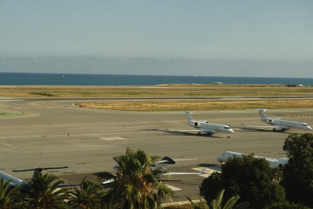Jet plane waiting on runway