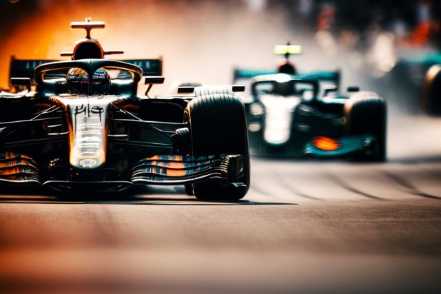 Formula 1 race cars racing